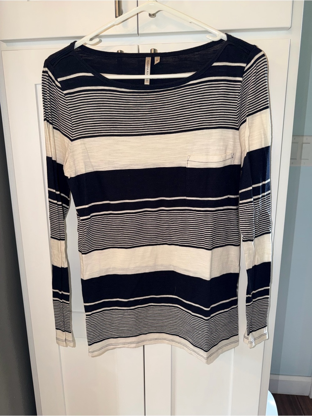 Banana Republic Striped Long-Sleeve Women's Top in Navy and White